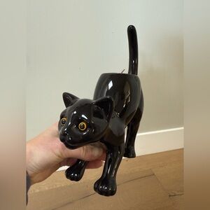 Vintage PartyLite Black Cat Ceramic Tea Light Candle Holder - Retired Item!!